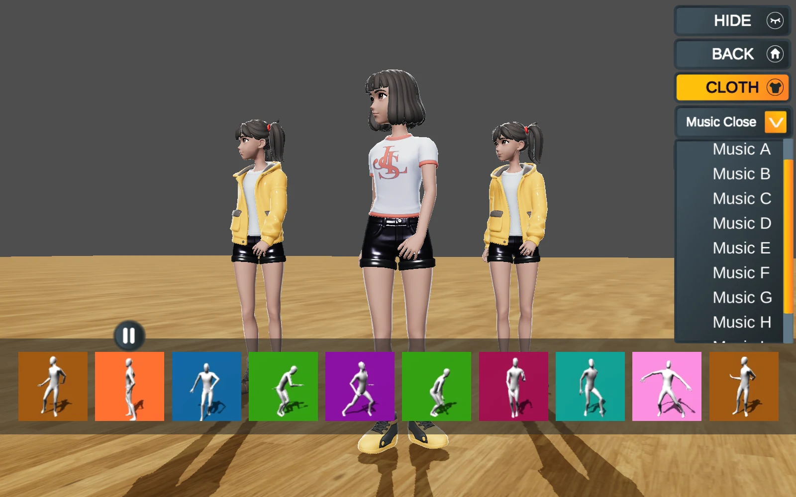 選擇音樂：點箭頭展開音樂選單。