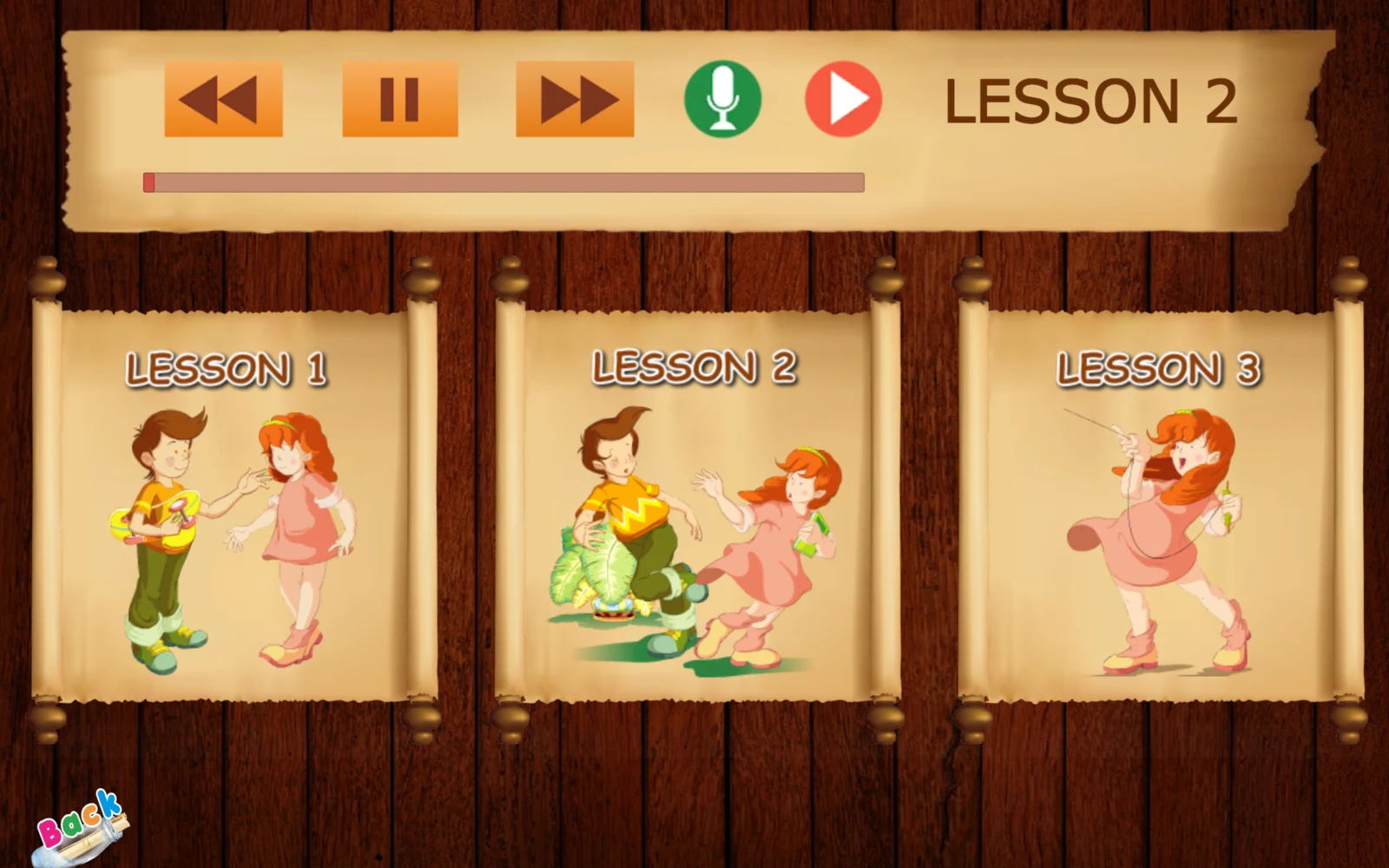 喬登美語會話初級：右雙箭頭可切換到下一個 Lesson。