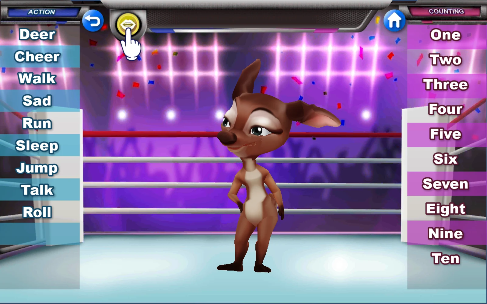Deer 的動作與數字學習畫面