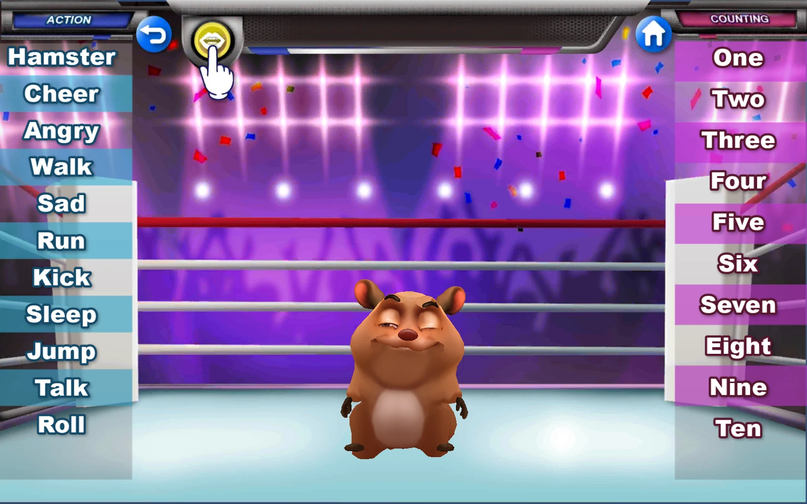 Hamster 的動作與數字學習畫面