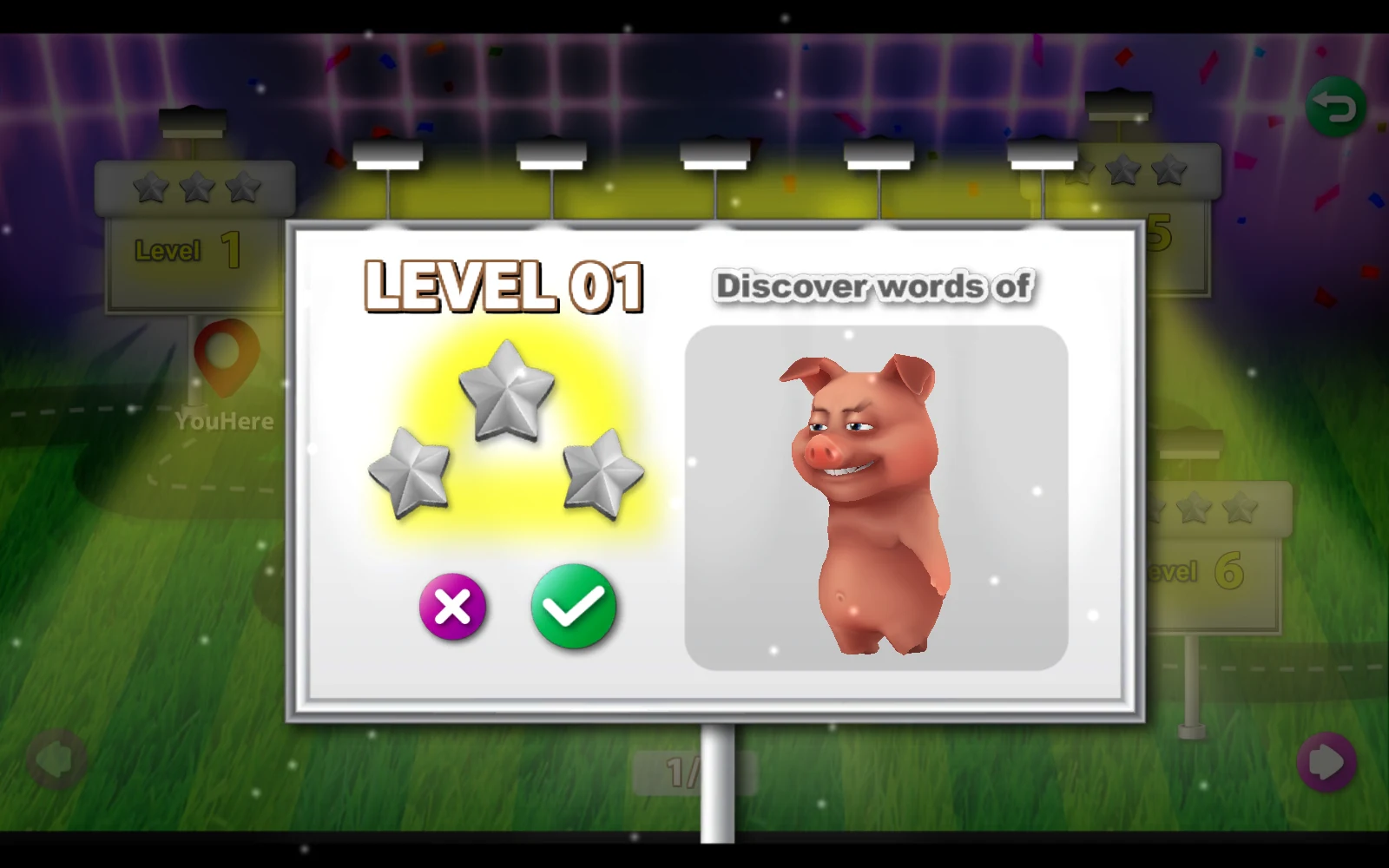 Level 01 的豬與開始勾勾