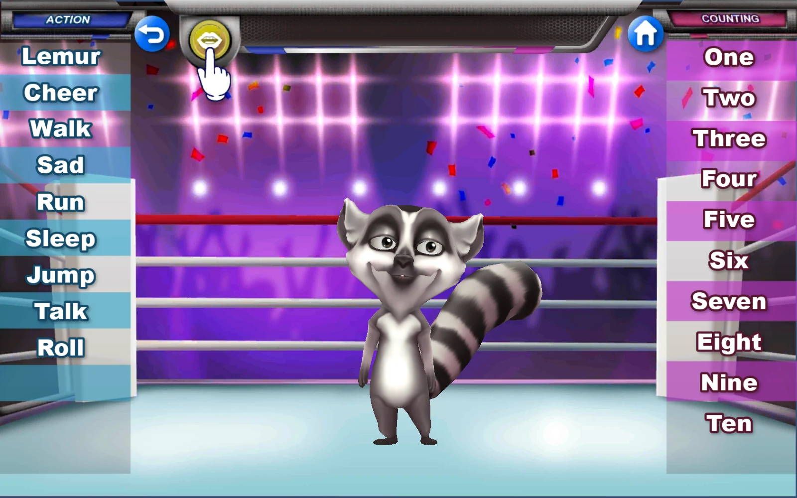 Lemur 的動作與數字學習畫面