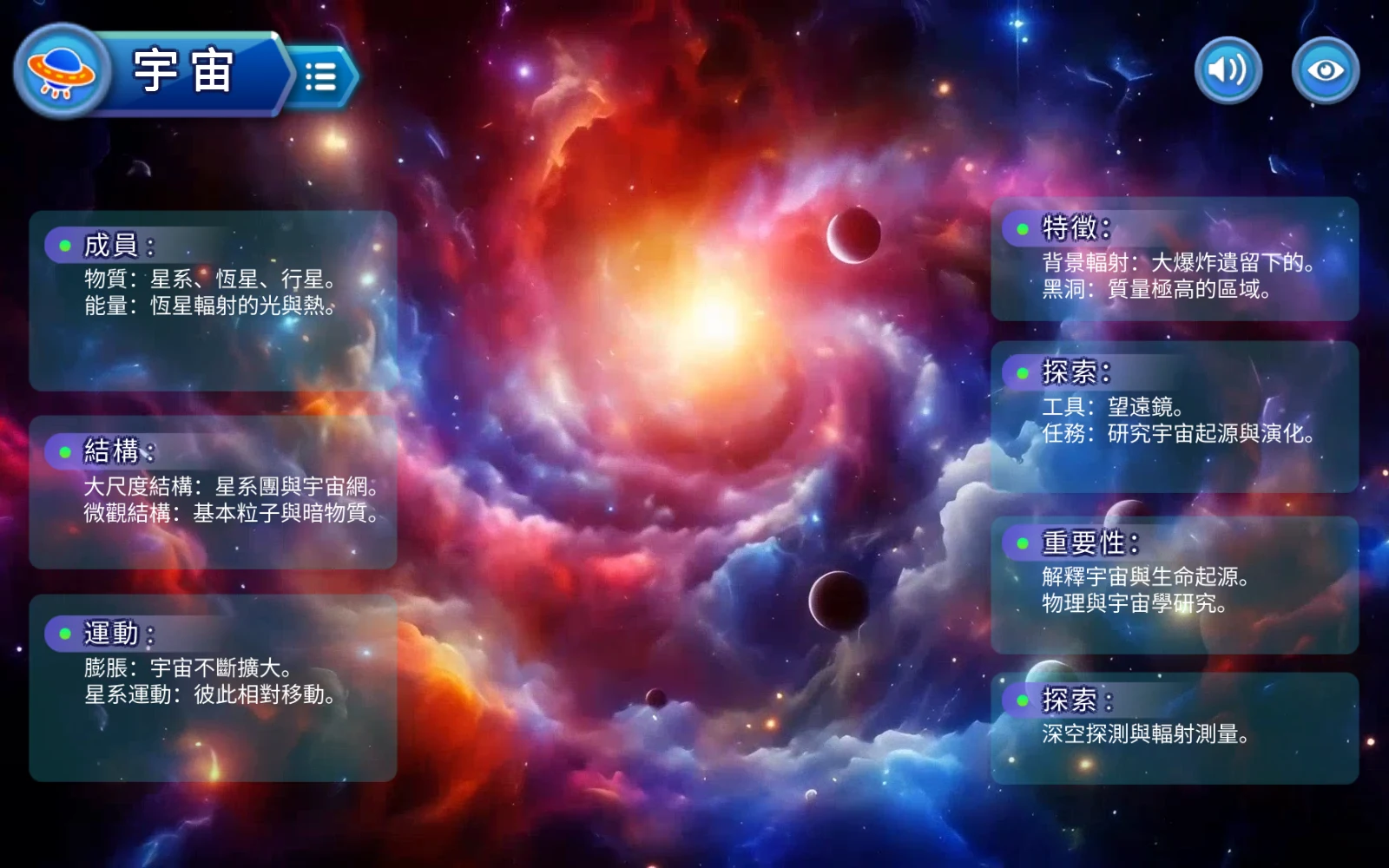 宇宙場景與介紹卡