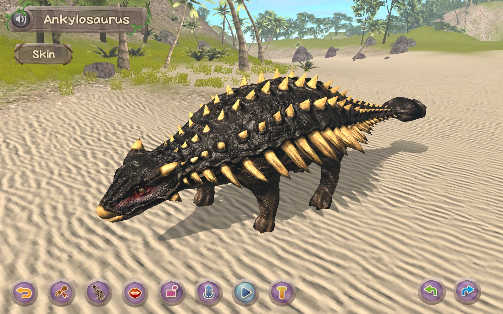 Ankylosaurus 在沙地的學習場景