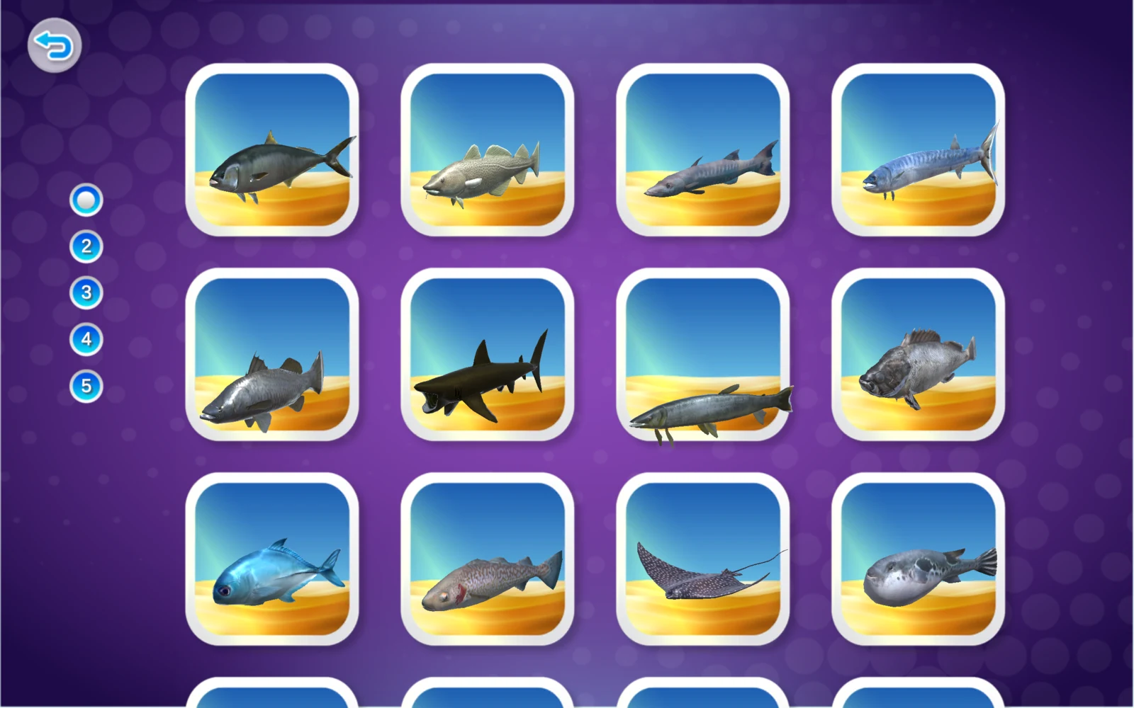 登入後的海水魚選擇清單