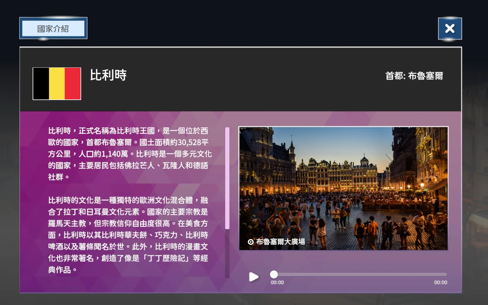 比利時介紹的國旗首都文字與照片