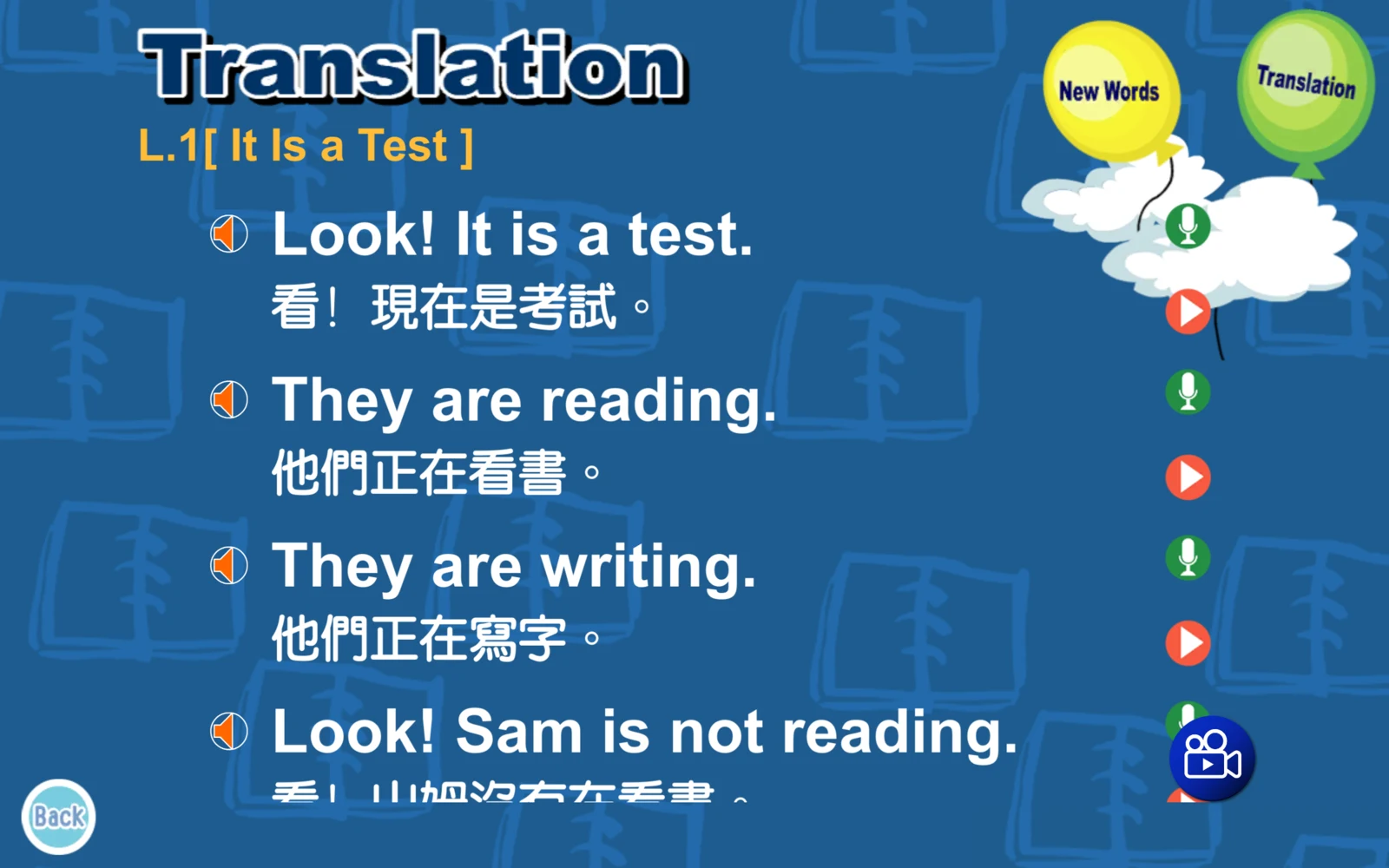 S3 Readers Translation 英文與中文句子對照畫面