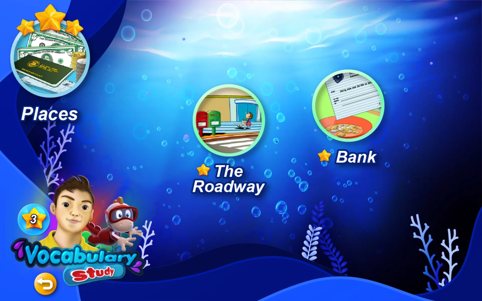 外師教單字 3：Places：可以選 The Roadway 或 Bank。